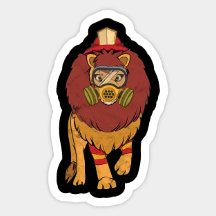 fire brigade fireman lion comic cartoon gift Sticker